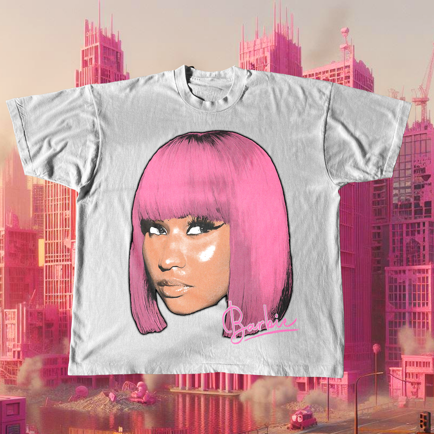 N1CK1 M1NAJ BARBZ HEAVYWEIGHT WHITE T-SHIRT