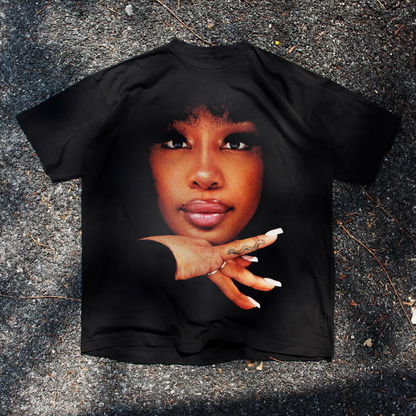 SZA LIP GLOSS HEAVYWEIGHT BLACK T-SHIRT