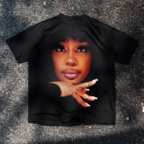 Sza Lip Gloss Heavyweight Black T-Shirt – Big Head Vintage