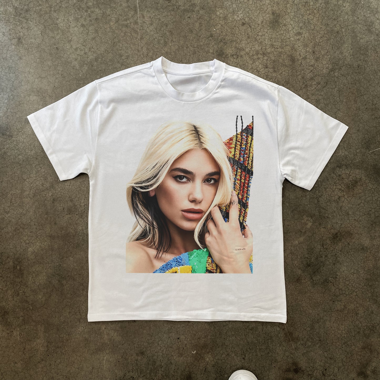 Dua Lipa Big Head Heavyweight White T-Shirt