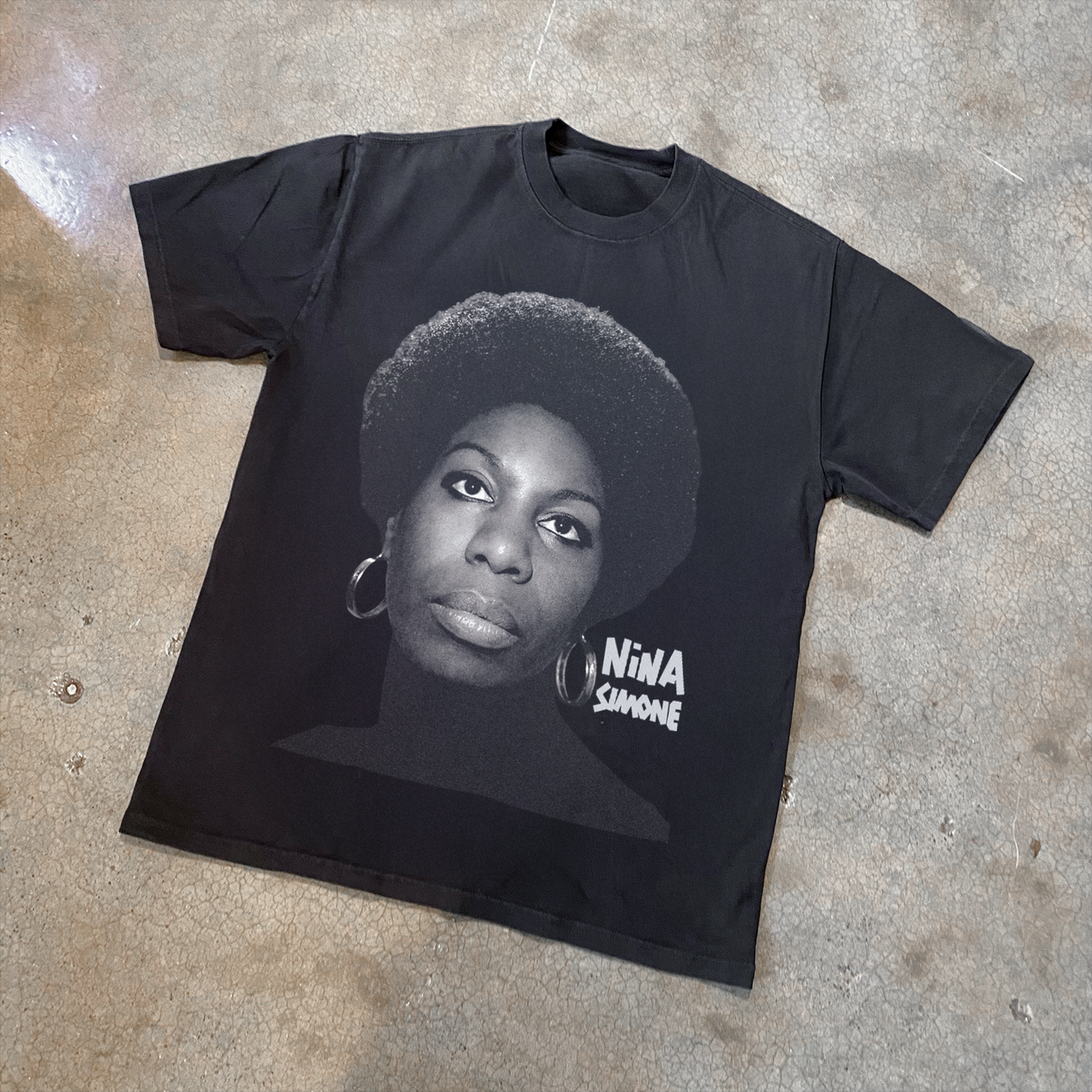 Nina Simone 'Portrait' Heavy Faded Black tee
