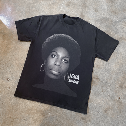 Nina Simone 'Portrait' Heavy Faded Black tee