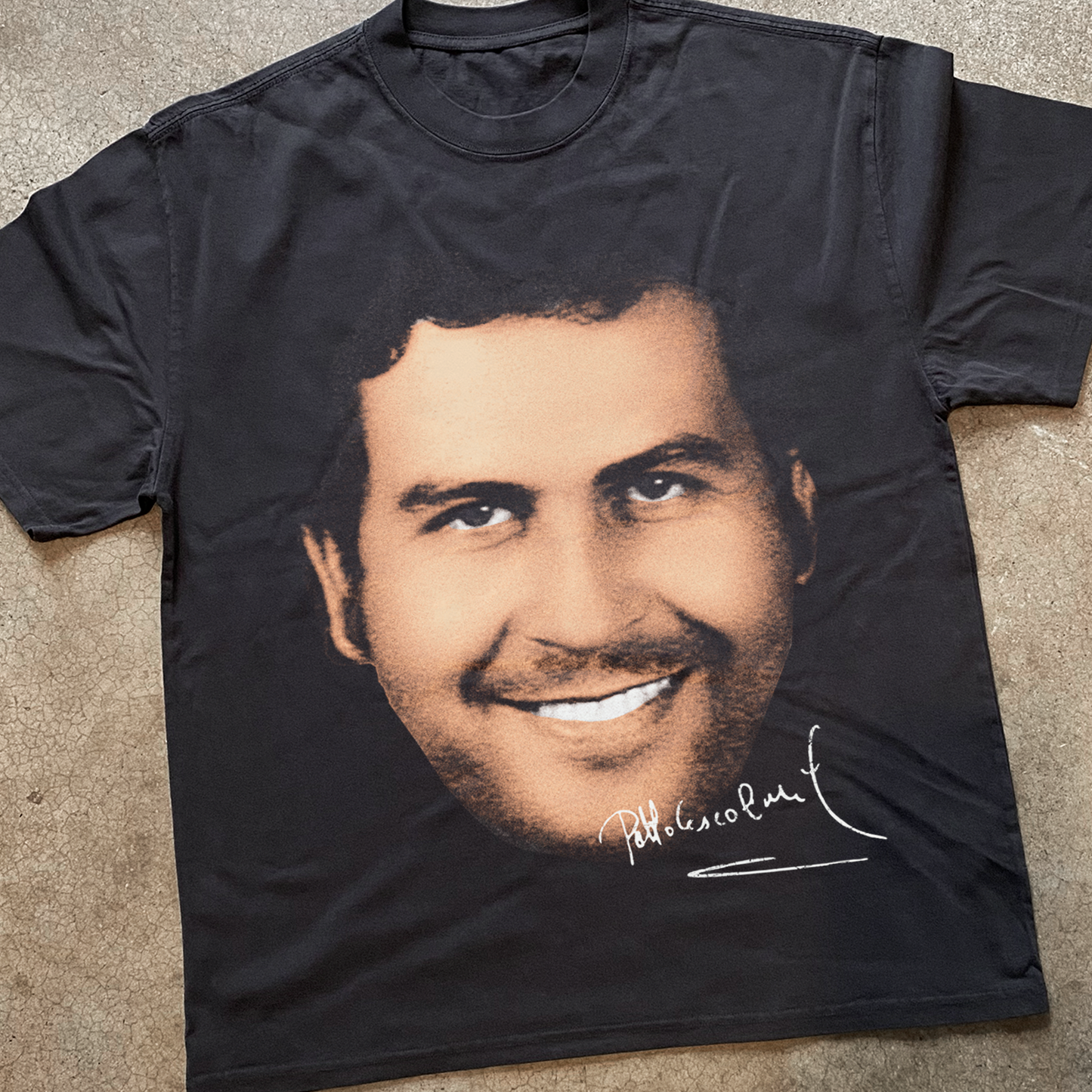 Pablo' Escobar Heavy Faded Black Tee