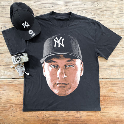 Derek Jeter Big Head Heavyweight Black T-Shirt