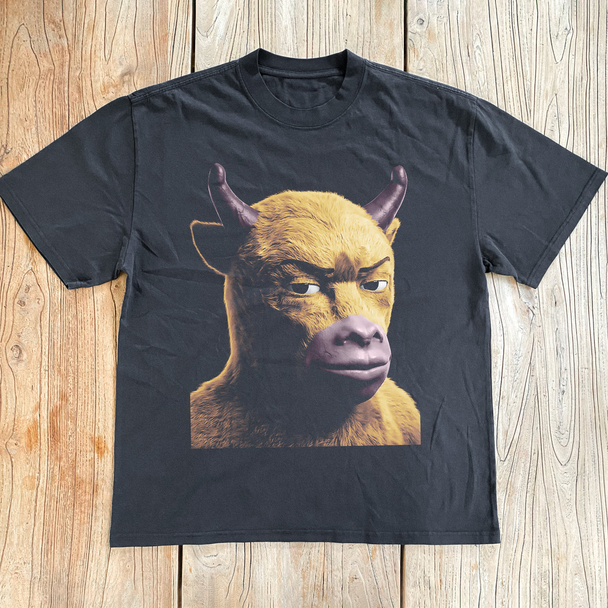 Niu Lai Big Head Heavyweight Black T-Shirt