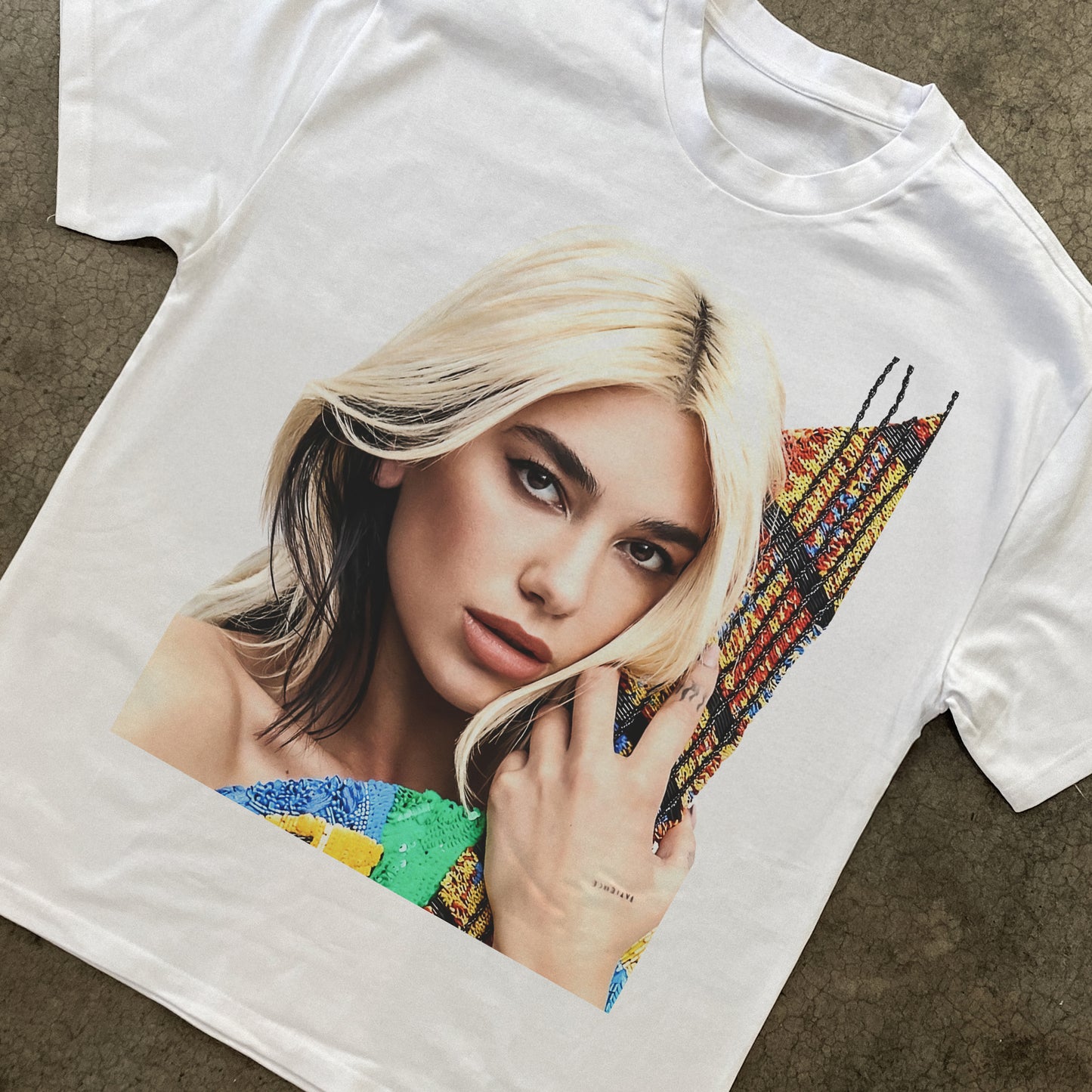 Dua Lipa Big Head Heavyweight White T-Shirt