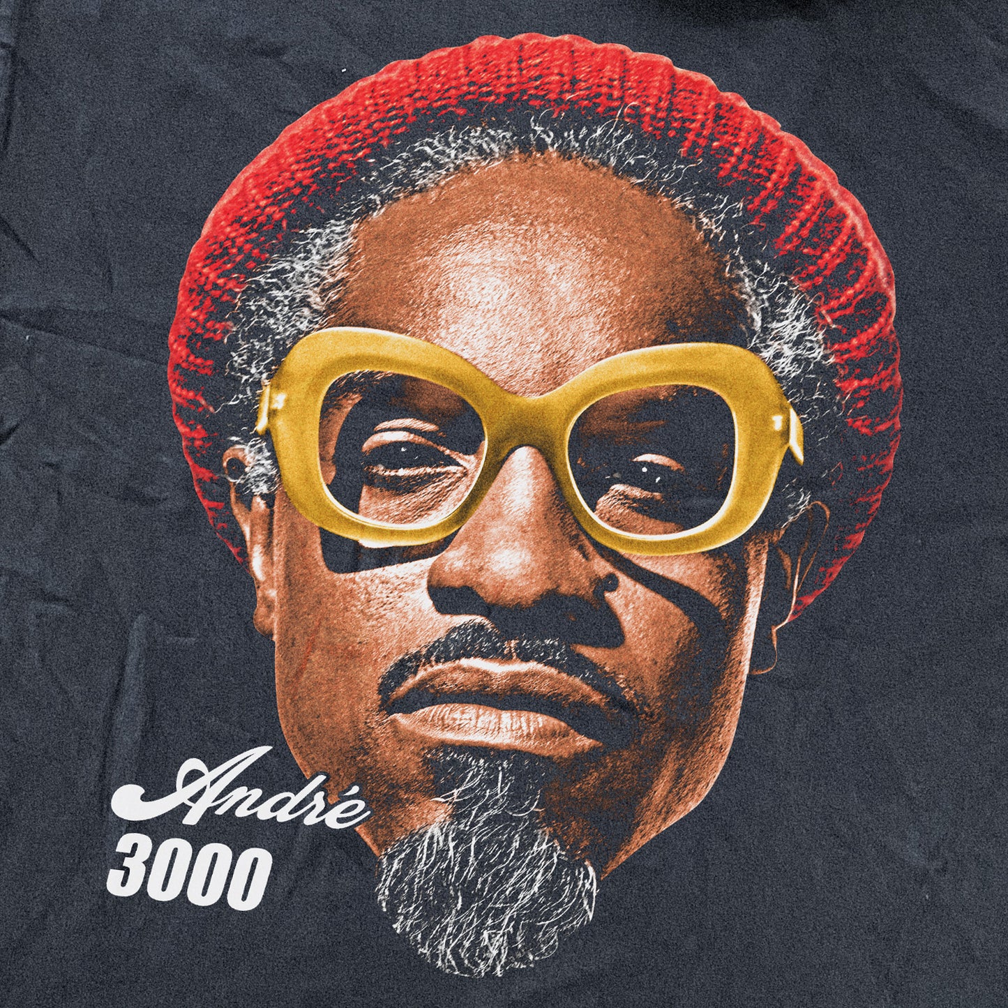 ANDRE 3000 'BEANIE' BIG HEAD HEAVYWEIGHT BLACK T-SHIRT