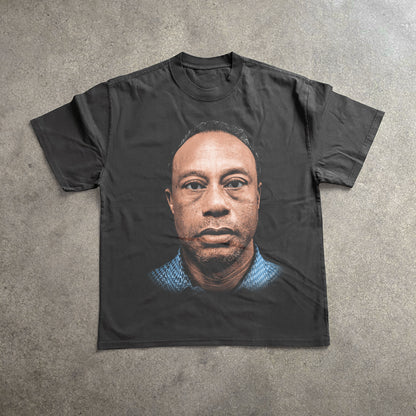 Tiger Woods Mugshot Heavyweight Black T-Shirt