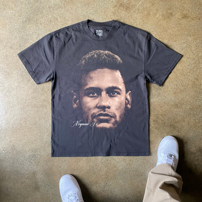 Neymar Jr Big Head Heavyweight Black T-Shirt