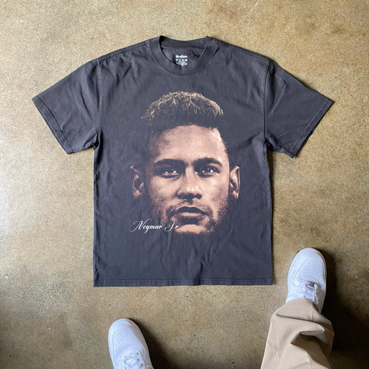 Neymar Jr Big Head Heavyweight Black T-Shirt