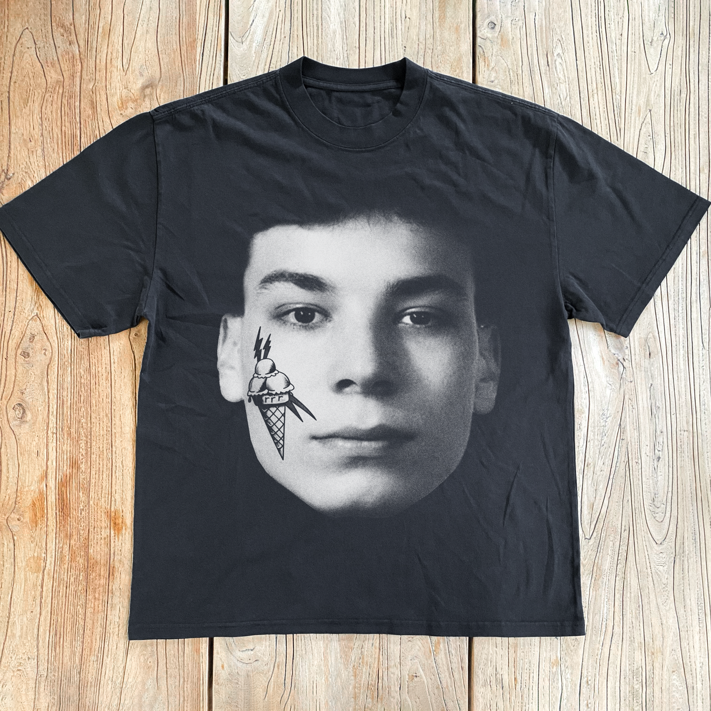 JIMMY FALLON 'GUCCI TAT' HEAVY FADED BLACK TEE