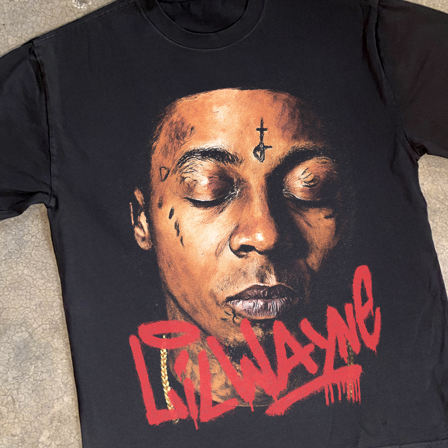 'LIL WAYNE' FADED BLACK PAINTING TEE