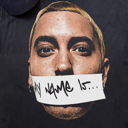 MY NAME IS EMINEM BIG HEAD HEAVYWEIGHT BLACK T-SHIRT