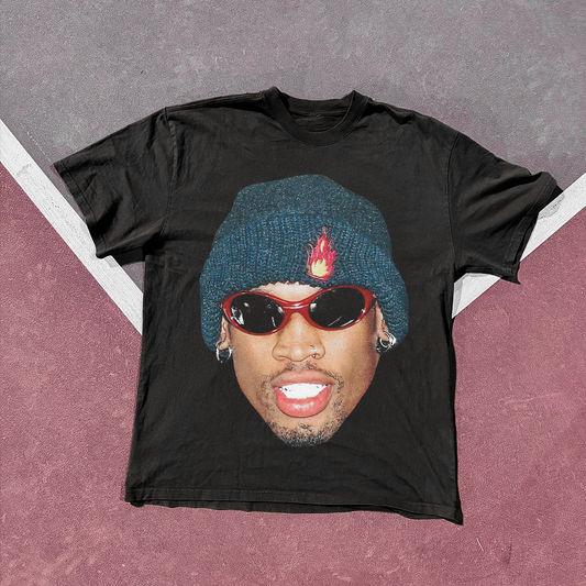 Rodman 'Blue Beanie' Sunglasses Heavyweight Faded Black tee