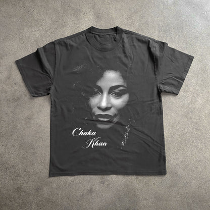 Chaka Khan Big Head Heavyweight Black T-Shirt