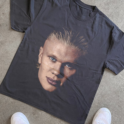 Erling Haaland Big Head Heavyweight Black T-Shirt
