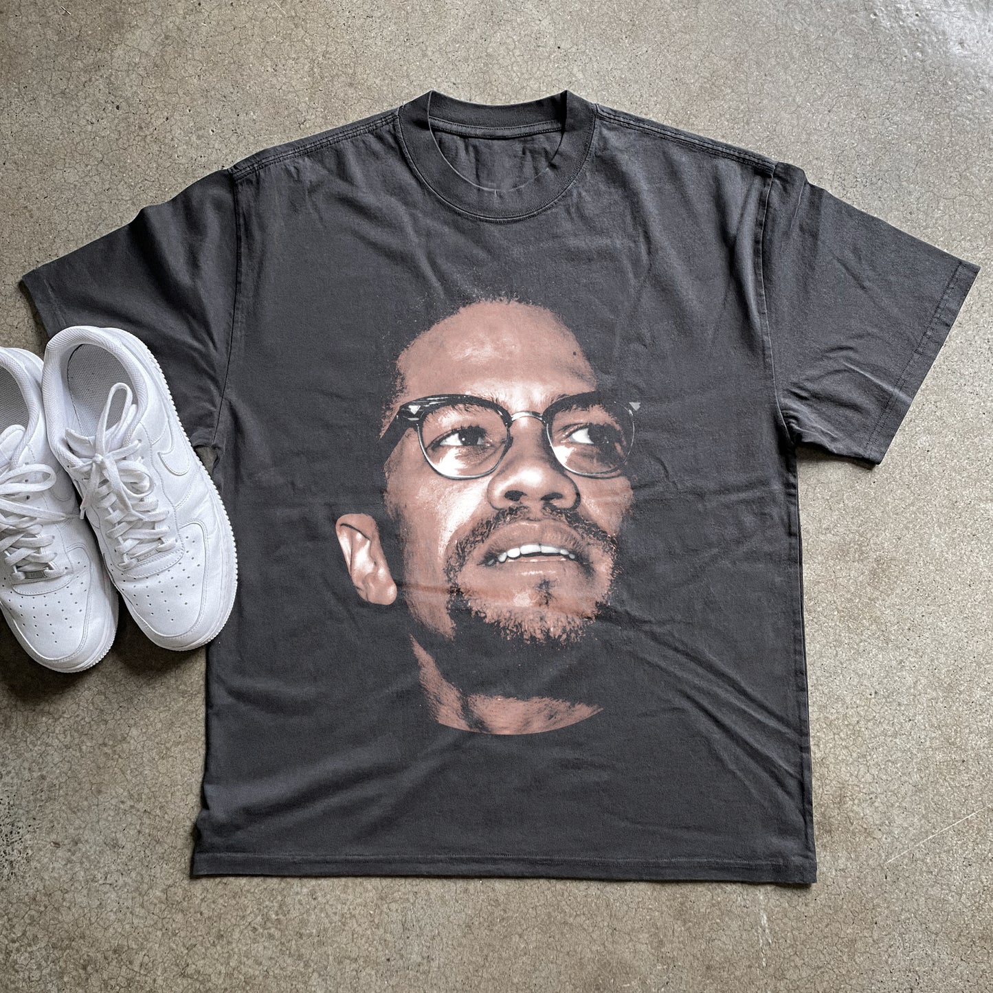 Malcom X Big Head Heavyweight Black T-Shirt