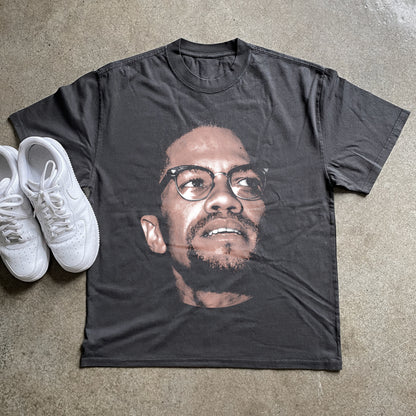 Malcom X Big Head Heavyweight Black T-Shirt