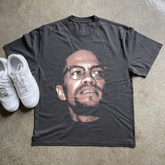 Malcom X Big Head Heavyweight Black T-Shirt