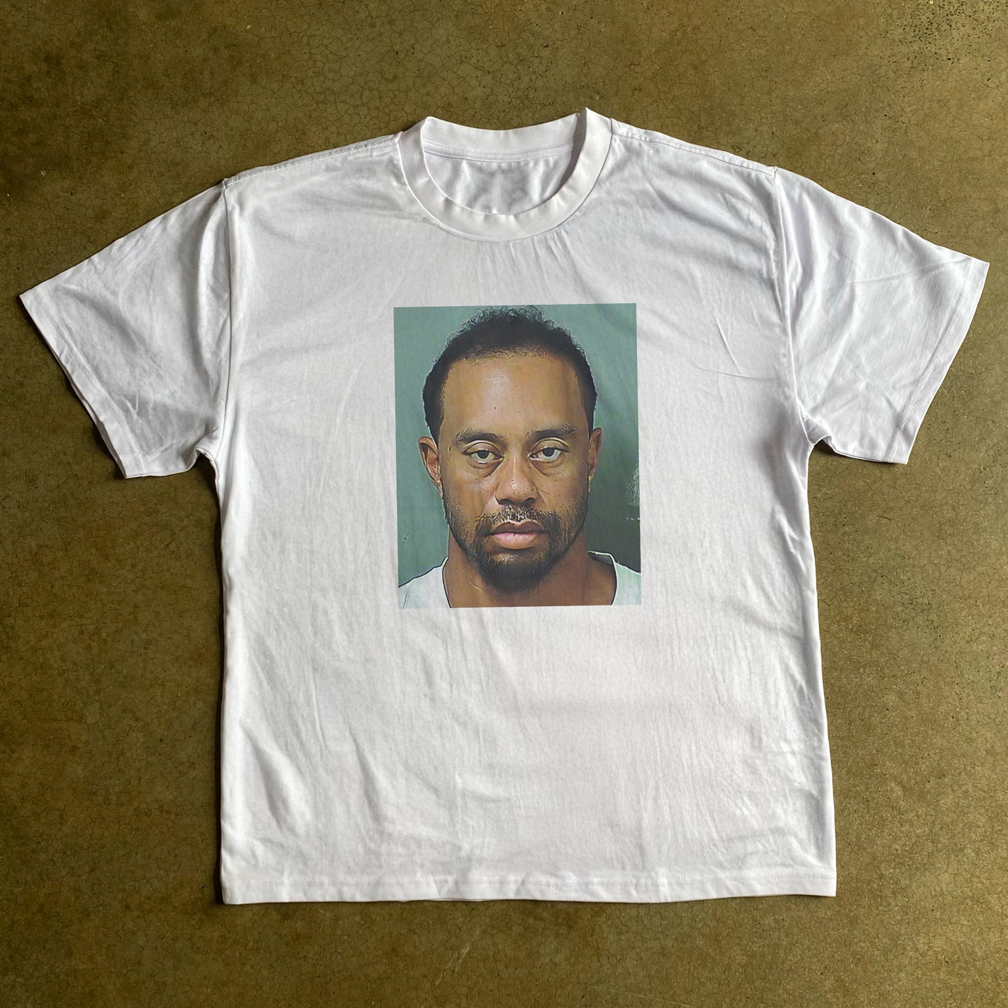 Tiger Woods Mugshot Heavyweight White T-shirt