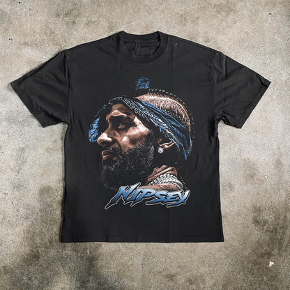 Big Head Nipsey Heavyweight Black T-Shirt