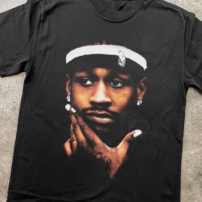 A. IVERSON 'THINKER' HEAVY FADED BLACK T-SHIRT