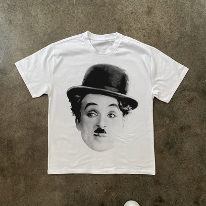 CHARLIE CHAPLIN BIG HEAD HEAVYWEIGHT WHITE T-SHIRT