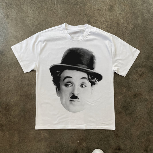 CHARLIE CHAPLIN BIG HEAD HEAVYWEIGHT WHITE T-SHIRT