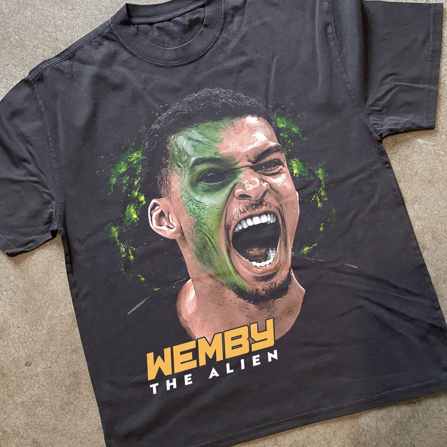 Wemby The Alien Big Head Heavyweight Black T-Shirt