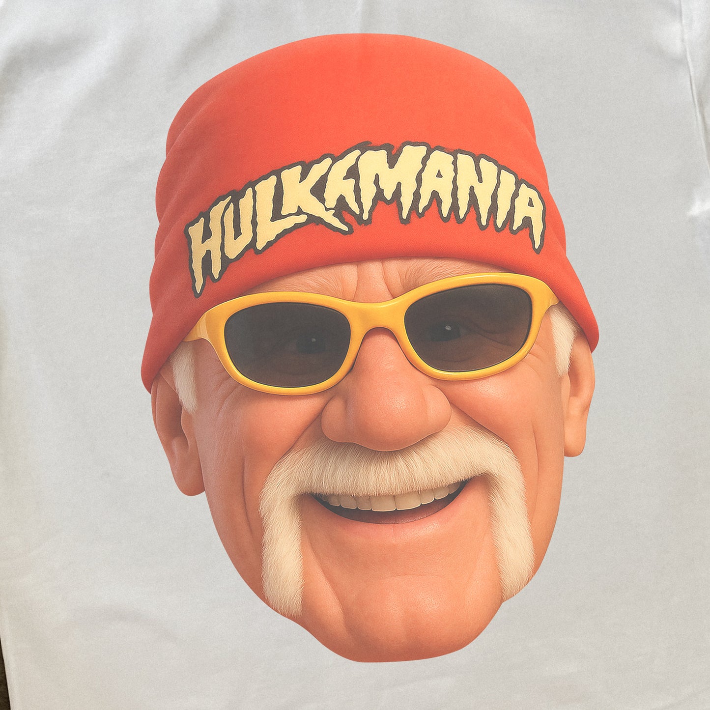 HULK HOGAN ANIMATED STYLE HEAVYWEIGHT WHITE T-SHIRT