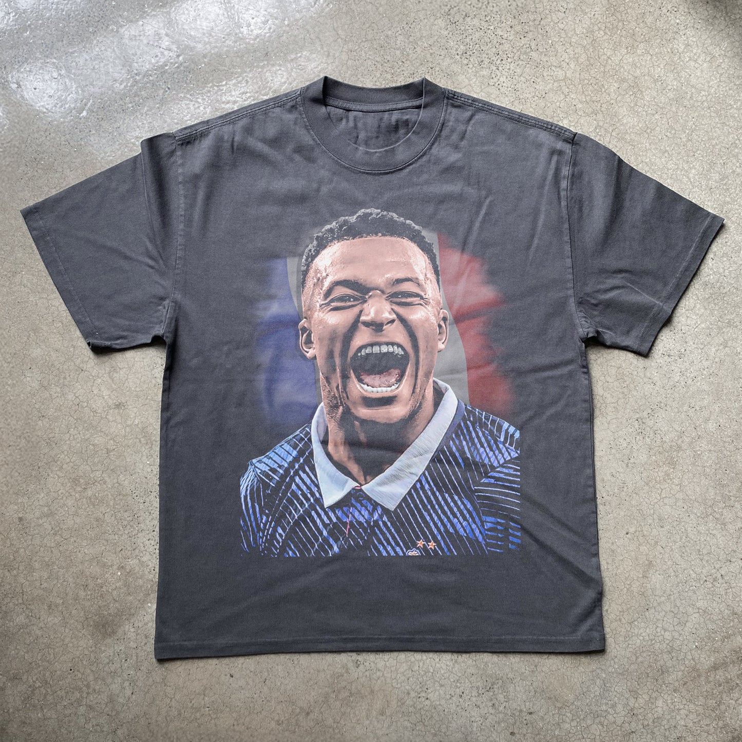 Kylian Mbappe France Big Head Heavyweight Black T-Shirt
