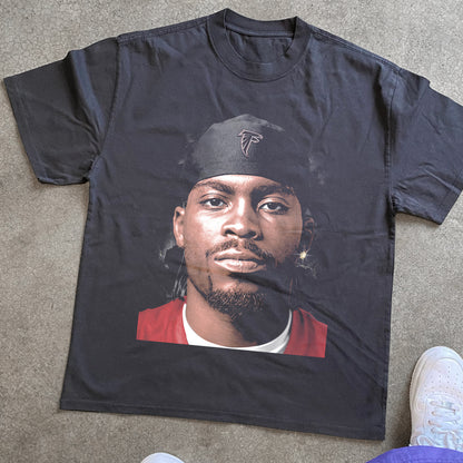 Michael Vick ATL Falcon Heavyweight Black T-Shirt