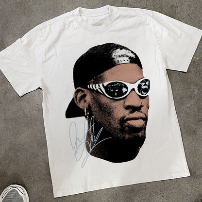 RODMAN 'GOGGLES' HEAVY FADED WHITE TEE