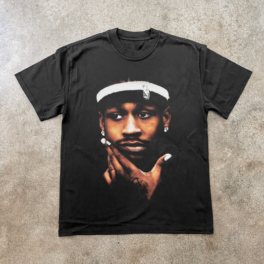 A. IVERSON 'THINKER' HEAVY FADED BLACK T-SHIRT