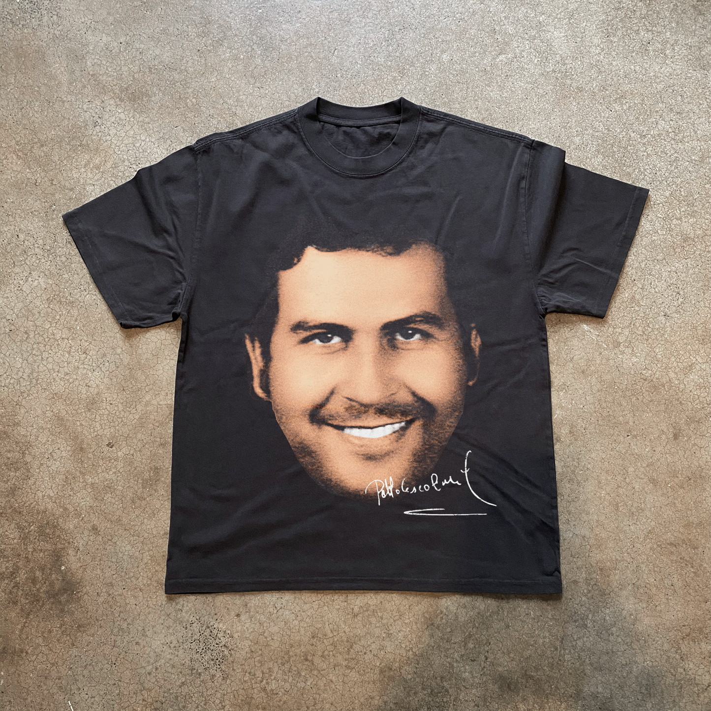 Pablo' Escobar Heavy Faded Black Tee