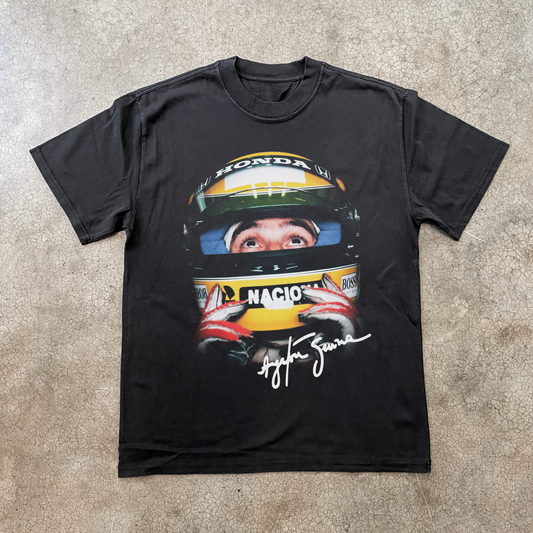 AYRTON SENNA 'KEEP LOOKING UP' HEAVY FADED BLACK TEE