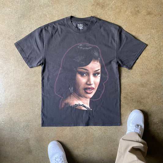 Cardi B Big Head Heavyweight Black T-Shirt